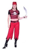 Teen Hip Punk Pirate Costume (Pants a different red than scarf - Weapon and shoes not included)