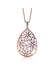 Alexander James Enamel Daisy Pendant in Rose Goldtone Chain Included