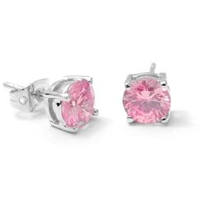 7mm Sterling Silver Pink Ice Round CZ Stud Post Earrings