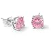 7mm Sterling Silver Pink Ice Round CZ Stud Post Earrings