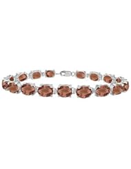 14K White Gold Prong Set Oval Smoky Topaz Bracelet with 15.00 CT TGW
