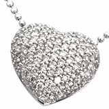 14K White Gold Diamond Cluster Heart Pendant Necklace