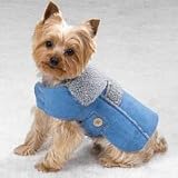 East Side Collection Suede Dog Coat in Dusk Blue/X-Large