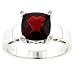 14-Karat White Gold Bar Cut Garnet and Diamond Ring