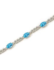 14kt Yellow Gold Oval Blue Topaz and Diamond Bracelet