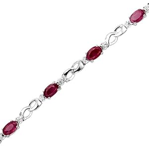 14K White Gold 0.02 ct. Diamond and 3 ct. Ruby Bracelet by