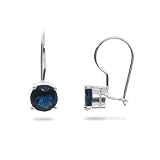 Eve's Addiction Sterling Silver Leverback Earrings with Sapphire CZ