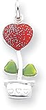 Enameled Heart Flower Charm, Sterling Silver