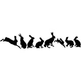 Trompe L'Oeil Black and White Silhouette Rabbits Bunnies