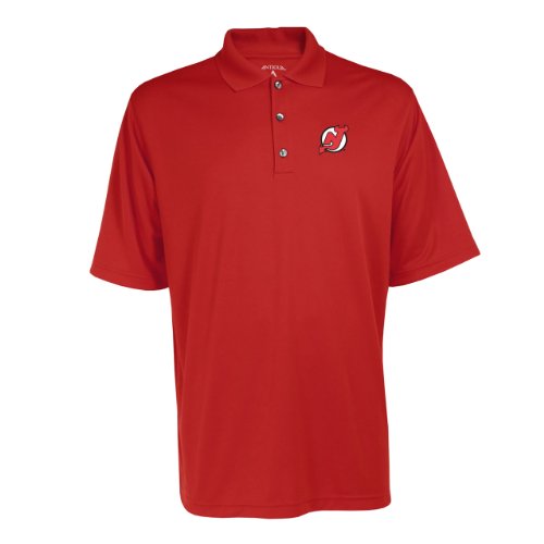 Antigua Men's NHL New Jersey Devils Exceed Desert Dry Xtra-Lite Short Sleeve Polo, Dark Red, Large