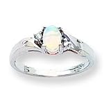 14k White Gold .02ct Diamond & Opal BirthStone Ring