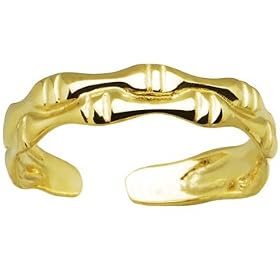 Solid 14K Yellow Gold Band Cubic Zirconia Toe Ring by 