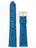 Watch Band Genuine Ostrich Leather Strap 16mm Blue with Quick Release Springs