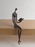 Woman Reading Over Ledge Bronze Figure