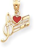 Musical Chart Red Heart Charm, 14K Yellow Gold