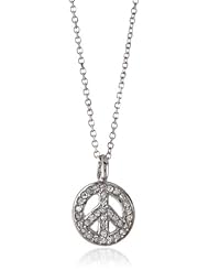 KC Designs "Peace and Love" Diamond 14k White Gold Baby Peace Pendant Necklace, 16"