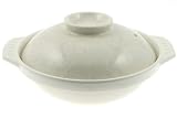Ivory and Black Crackle 12-Inch Donabe Japanese Hot Pot, Serves 5 to 6 People