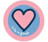 LIFE IS GOOD PINK HEART ROUND STICKERS (PACK OF 2) PERFECT FOR SPREADING CHEER AND OPTIMISM!