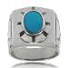 Oval Turquoise Cigar Ring Band Size 9 in Solid Sterling Silver