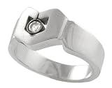 Stainless Steel Gem Set CZ Heart Style Band