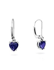 Created Sapphire 14kt White Gold Lever Back Earrings