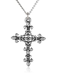 Bob Siemon Sterling Silver Fleur-de-Lis Cross Pendant Necklace, 18"