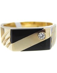 14k Yellow Gold Diamond & Onyx Rings ( 0.07 Cttw, G-H Color, Si1-si2 Clarity )