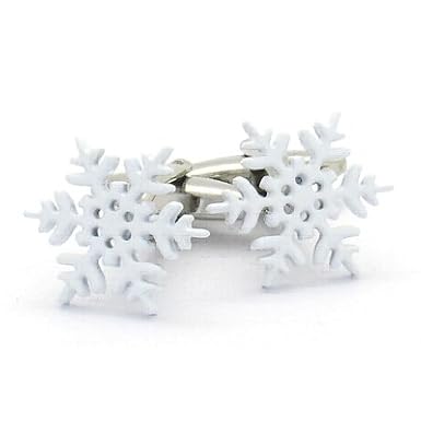 Delicate White Snowflake Cufflinks