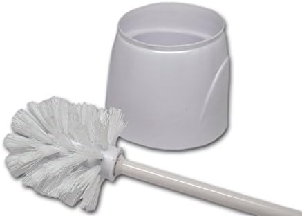 Toilet Bowl Brush with Holder Set, Easy Grip (White)