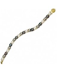 7.25" 6.5-7mm Multi-Color (White, Grey, & Black) Freshwater Cultured "Button" Pearl & 14kt Bead Bracelet.