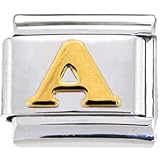 GOLD PUFFY Letter A Italian Charm