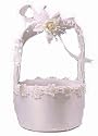 Satin Wedding Flower Girl Basket with Venise Lace