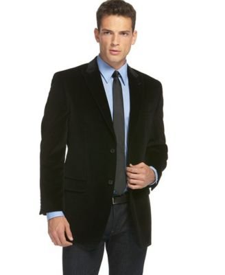 Calvin Klein Black Velvet Pique Blazer