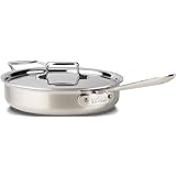 All-Clad BD55403 D5 Brushed 18/10 Stainless Steel 5-Ply Bonded Dishwasher Safe Saute Pan with Lid Cookware, 3-Quart, Silver