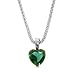 Stainless Steel Created Emerald Heart Pendant on Popcorn Chain, 18