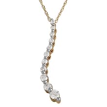 10k Yellow Gold Round Diamond Journey Pendant (1/4 cttw, I-J Color, I3 Clarity), 18''