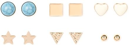 Icing Womens Gold and Enamel Geometric Stud Earrings Set of 6