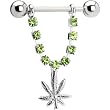 Peridot Gem Pot Leaf Nipple Ring