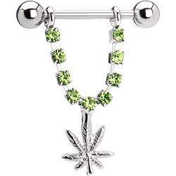 Peridot Gem Pot Leaf Nipple Ring