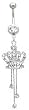 Stainless Steel Belly Ring with Clear Crystals - Crown - Clear Dangling
