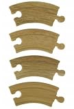 Wooden Train Railway System - Spare Short Curved Track x 4 (Compatible with leading wooden rail systems) - Wooden Toy