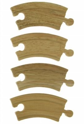 Childrens Toyshop  Third Party New : Wooden Train Railway System - Spare Short Curved Track x 4 (Compatible with leading wooden rail systems) - Wooden Toy