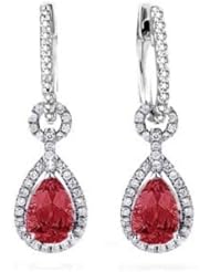 5.27 Ruby & VS Diamonds Dangling Pendant Earrings 14K Gold