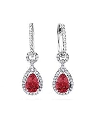 5.27 Ruby & Diamonds Dangling Pendant Earrings 18k Gold