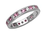1.45 cts Genuine Pink Sapphire Eternity Band - Platinum, 18kt White or Yellow Gold
