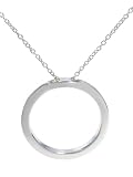 Sterling Silver 25mm Polished Circle Pendant with Link Chain