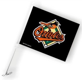 Baltimore Orioles MLB Car Flag W/Wall Bracket Set Of 2