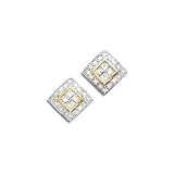 14K Two Tone Gold 1 ct. Princess Cut Diamond Earrings