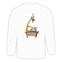 Long Sleeve T-shirt with office, binoculars, desk, giraffe, typing