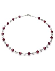 PremiumPearl Multicolor Freshwater Pearl Tin Cup Necklace AAA Quality, 17" Length